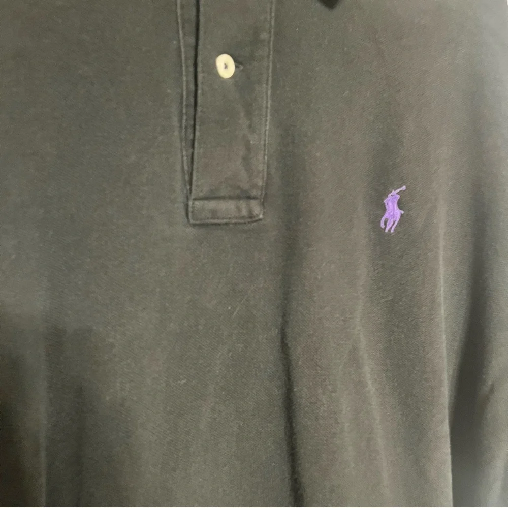 Ralph Lauren Black Polo Shirt with Purple‎ Logo
